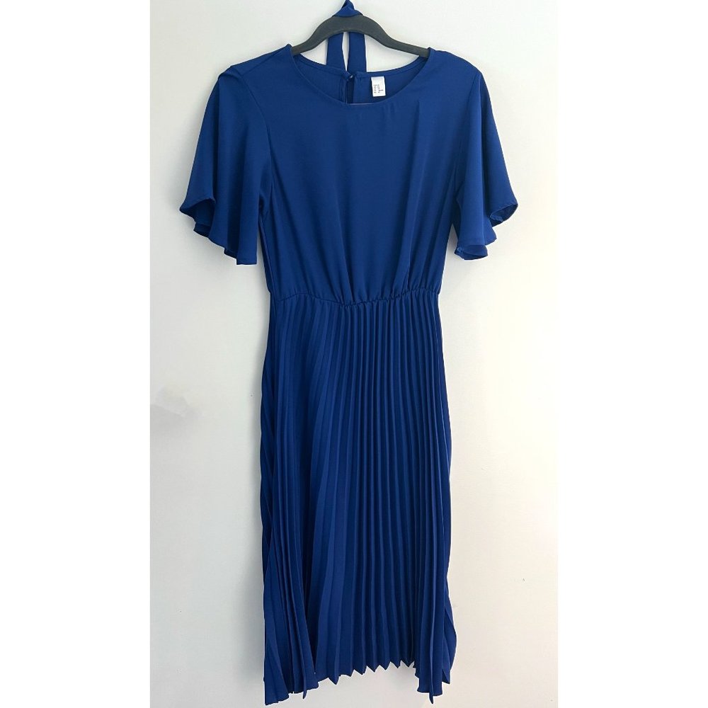 Elegant Royal Blue Pleated Long Dress